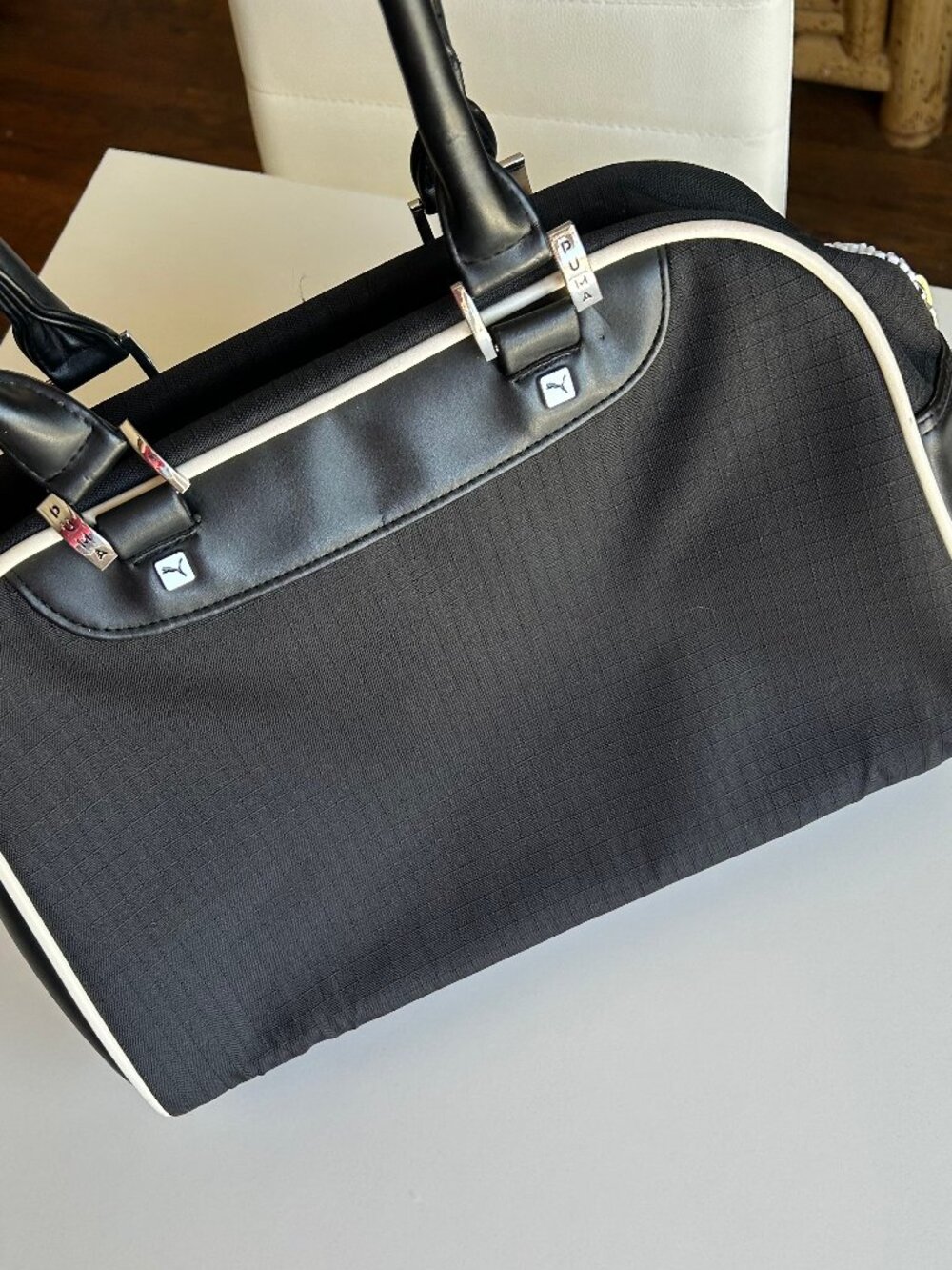 PUMA Vintage Style Bowling Shoulder Bag Black White Y2K Bag Retro Sport purse - Picture 7 of 14